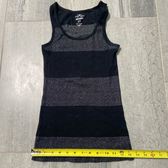 Old Navy Sparkle Stripe Ribbed Stretch Tank Top Black Size Small - Picture 5 of 8